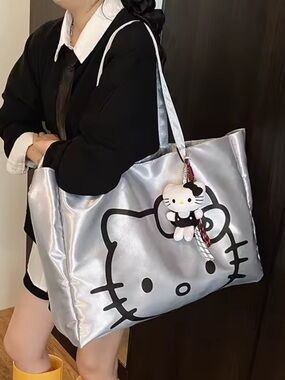 Hello Kitty Metallic Silver Tote with Character Charm